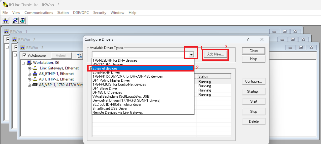 configure RSlinx for Connected Components Workbench simulator